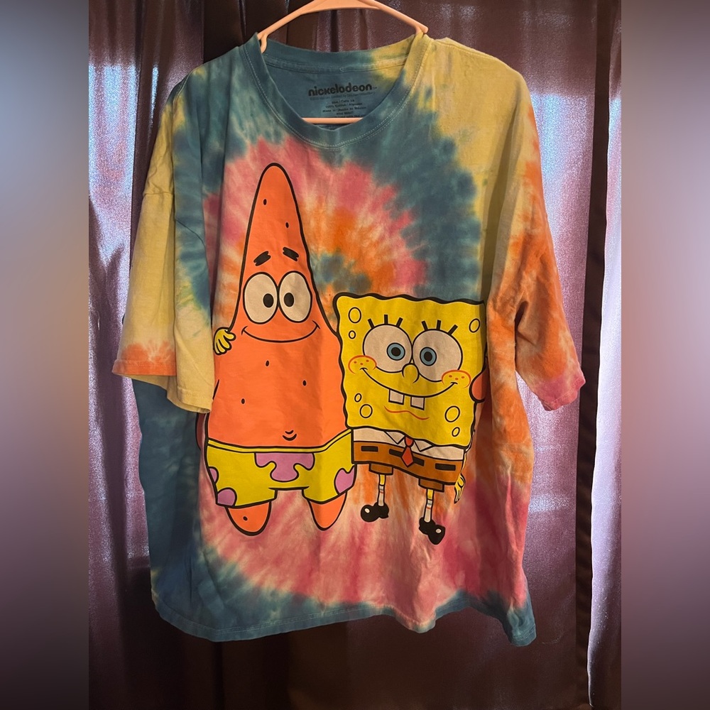 SpongeBob and Patrick tye dye tee
